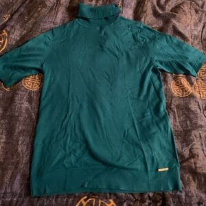 Anne Klein Turtleneck Quarter Sleeve Blue Medium